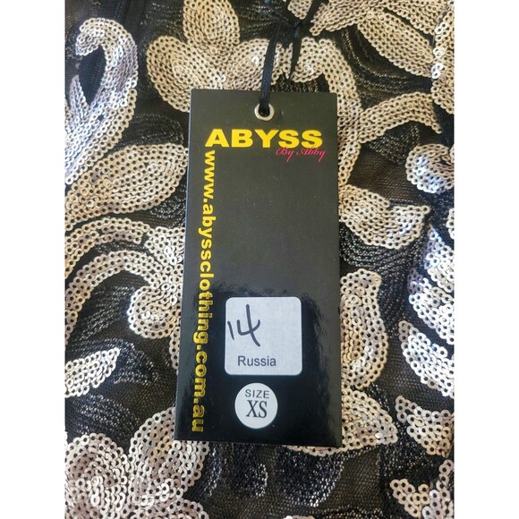 NWT ABYSS by Abby Sequin Dress XS Metallic Paisley Long Sleeve Cocktail Party - Picture 4 of 6